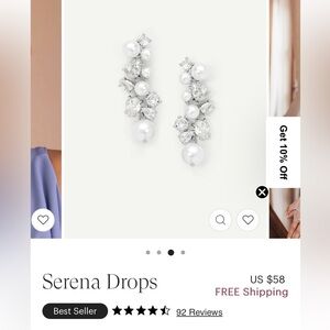 Olive and Piper Serena Drops Earrings- Silver NEW